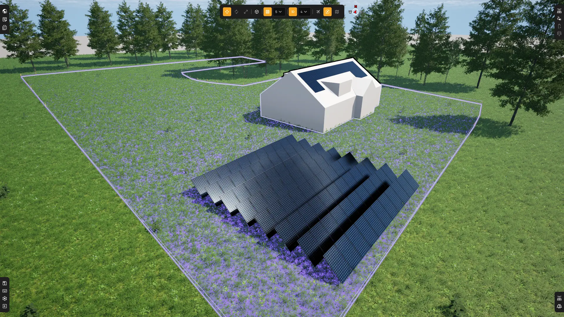 Currently Studio · het hele erf in één blik, het dak vol en de rest in het veld