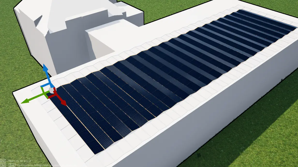 Currently Studio · een oost-west opstelling in rijen op een groot plat dak